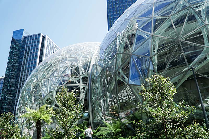 Visiting Seattle Amazon Spheres with Young Toddler